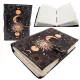 Jurnal Giftdeco AH07, piele de capra, soare si luna, granat si bej, 200 pagini, 18 x 13 cm