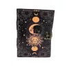 Jurnal Giftdeco AH07, piele de capra, soare si luna, granat si bej, 200 pagini, 18 x 13 cm