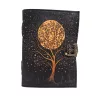 Jurnal Giftdeco AH08, piele de capra, copac si luna, granat si bej, 200 pagini, 18 x 13 cm