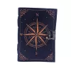 Jurnal Giftdeco AH09, piele de capra neagra, trandafirul vanturilor auriu, 200 pagini, 18 x 13 cm