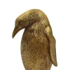 Figurină pinguin auriu Giftdeco 3989FJZ, rășină, 12,4 x 10,5 x 20,5 cm