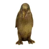 Figurină pinguin auriu Giftdeco 3989FJZ, rășină, 12,4 x 10,5 x 20,5 cm