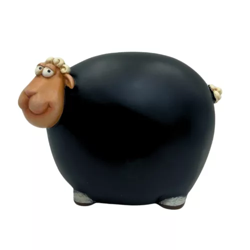 Pușculiță oiță Giftdeco CE34136, rășină, negru-bej-alb, 19,5 x 9,5 x 14,3 cm