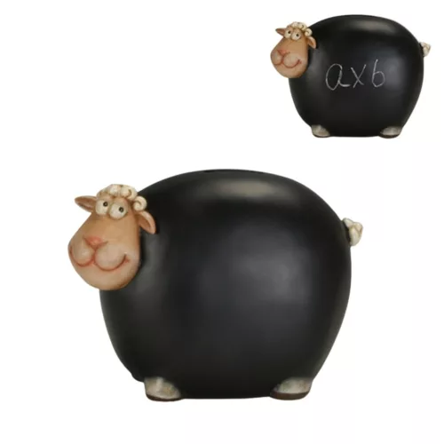 Pușculiță oiță Giftdeco CE34136, rășină, negru-bej-alb, 19,5 x 9,5 x 14,3 cm