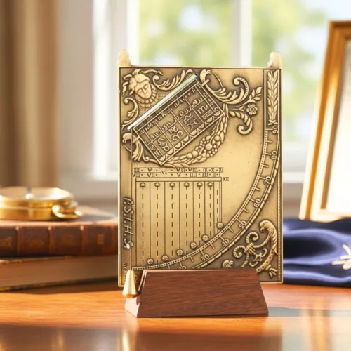 Obiect decorativ Hemisferium H28, aluminiu și lemn, înălțime 11 cm, stil retro, vintage, nautic
