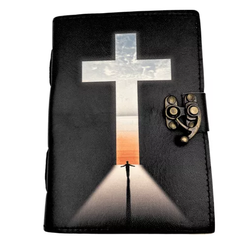 Jurnal Giftdeco AH15, piele de capra și metal, 15 x 10 cm, stil retro