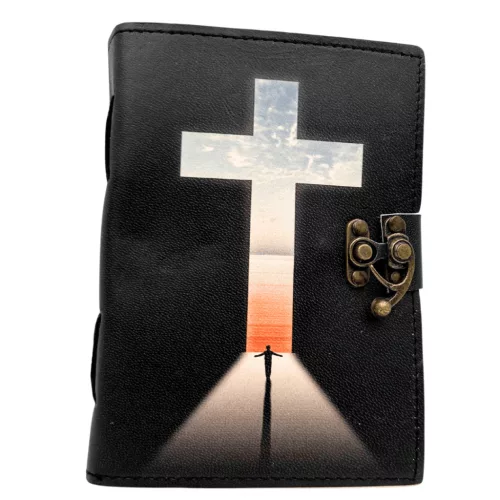 Jurnal Giftdeco AH15, piele de capra și metal, 15 x 10 cm, stil retro
