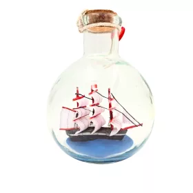   Corabie decorativa in sticla Giftdeco MA2012, 8,5 x 8,5 x 10,5 cm, stil nautic, clasic