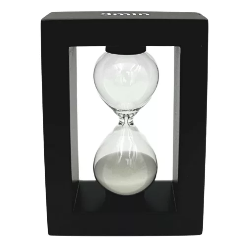 Set de birou Giftdeco 121W cu clepsidră 3 minute și suport pentru pixuri, MDF și sticlă