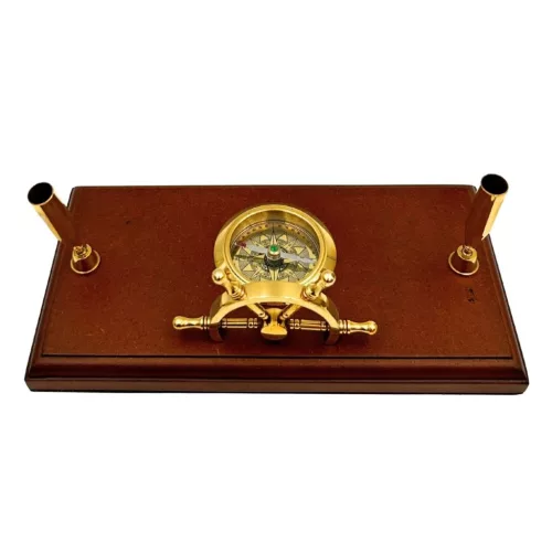 Busolă Giftdeco TT019, alamă și lemn, 21 x 10,5 x 7,3 cm, stil retro, vintage, nautic