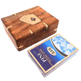   Set de cărți Giftdeco CS-005 în cutie din lemn cu simboluri din alamă, 11,5 x 9 x 3,8 cm