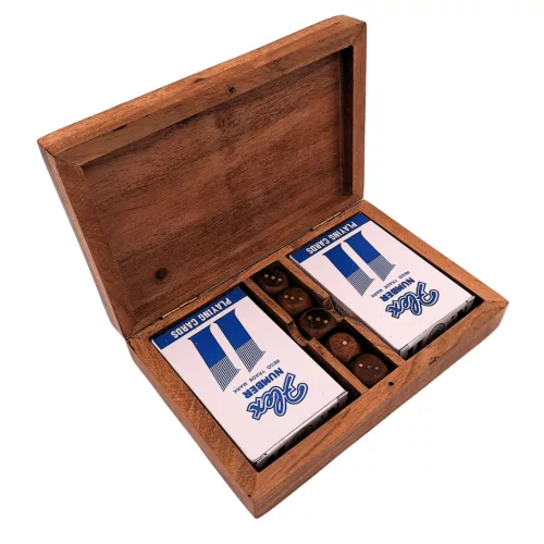 Set de jocuri Giftdeco DNU-2790, lemn, alama si plastic, 18 x 12 x 4 cm