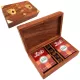 Set de jocuri Giftdeco DNU-008, 2 pachete de cărți și zaruri, cutie din lemn, 18 x 11,5 x 4,5 cm
