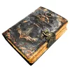 Jurnal Giftdeco H110, piele de capra, alamă și metal, 18 x 13 cm, stil retro, vintage, nautic