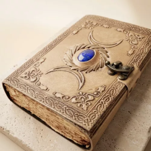 Jurnal Giftdeco H076, piele de bivol și metal, 18 x 13 cm, stil retro, vintage