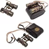 Binoclu decorativ Giftdeco BCL217, alamă și piele naturală, cu huse și curele