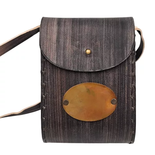 Binoclu decorativ Giftdeco BCL217, alamă și piele naturală, cu huse și curele