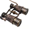 Binoclu decorativ Giftdeco BCL217, alamă și piele naturală, cu huse și curele