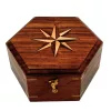 Busolă Giftdeco NC126, alamă, metal și lemn, 14,5 x 12 x 6,3 cm, stil retro, vintage, nautic