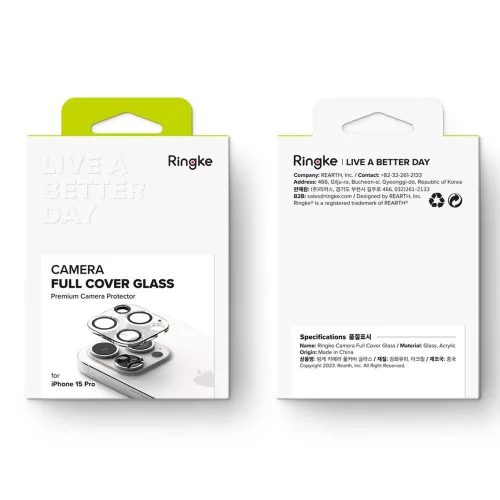 Set 2 Folii de protectie camera Ringke Camera pentruApple iPhone 15 Pro Transparent