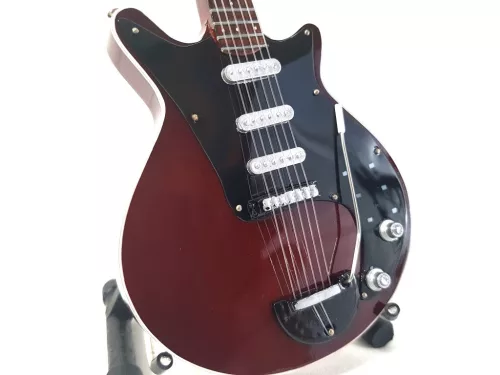 Miniatură chitara Indomini MGT-0420, Queen Brian May, lemn de mahon, plastic și metal, înălțime 27,5 cm, lățime 9 cm, stil clasic