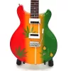 Miniatură chitara Indomini MGT-0468, Bob Marley Tribute Ganja, lemn de mahon, plastic și metal