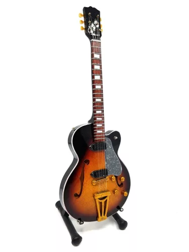 Miniatură chitara Indomini MGT-0857, Rock'N'Roll scale 1:4, lemn de mahon, înălțime 27,5 cm, lățime 9 cm
