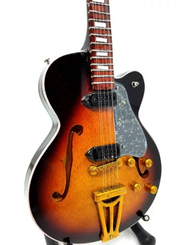 Miniatură chitara Indomini MGT-0857, Rock'N'Roll scale 1:4, lemn de mahon, înălțime 27,5 cm, lățime 9 cm