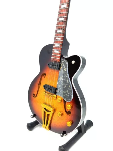 Miniatură chitara Indomini MGT-0857, Rock'N'Roll scale 1:4, lemn de mahon, înălțime 27,5 cm, lățime 9 cm