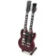 Miniatură chitara Indomini MGT-2059, Led Zeppelin Jimmy Page Double Neck, lemn de mahon, plastic și metal