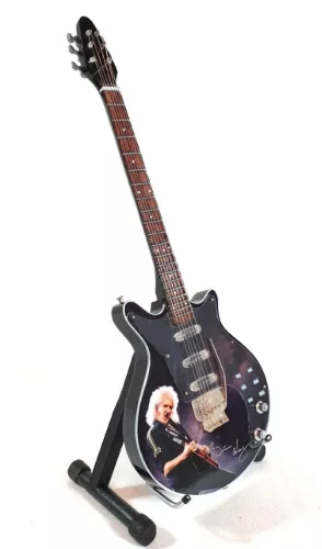 Miniatură chitara Indomini MGT-7979, Queen Brian May Tribute, lemn de mahon, înălțime 27,5 cm, lățime 9 cm, stil clasic