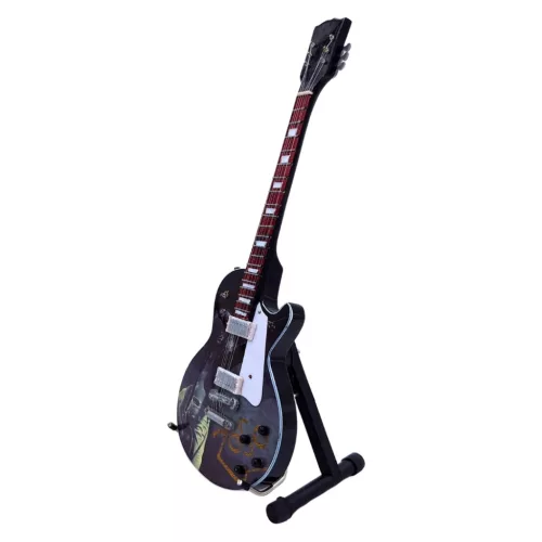 Miniatură chitara Indomini MGT-8624, Inspired by Led Zeppelin Jimi Page, lemn de mahon, înălțime 27,5 cm, lățime 9 cm, stil vintage, clasic