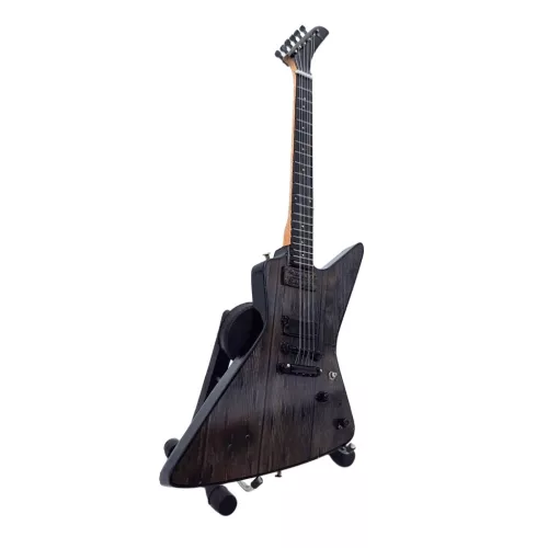 Miniatură chitara Indomini MGT-8860, Inspired by Metallica James Hetfieldeld, lemn de mahon și metal, înălțime 27,5 cm, lățime 9 cm