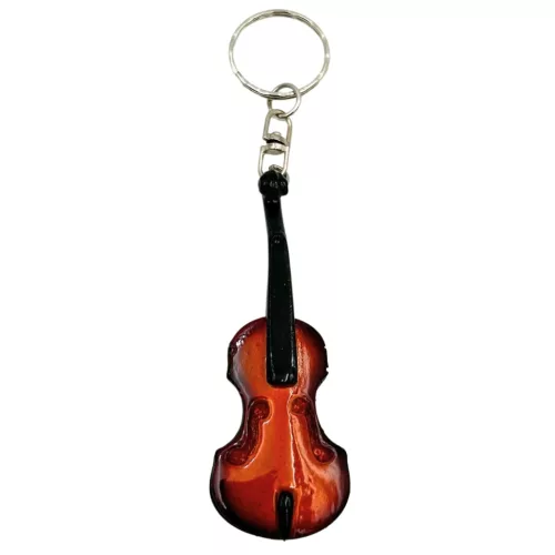 Miniatură vioara Indomini ECK-0887, keychain, lemn de mahon și metal, 6 x 11 x 0,5 cm