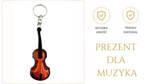 Miniatură vioara Indomini ECK-0887, keychain, lemn de mahon și metal, 6 x 11 x 0,5 cm