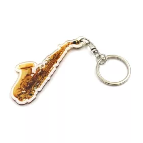 Breloc saxofon Indomini ACI-8034, acril si metal, 11,5 cm