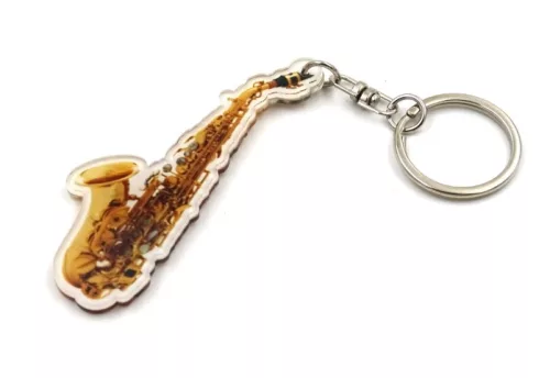 Breloc saxofon Indomini ACI-8034, acril si metal, 11,5 cm